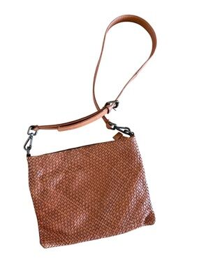 Valentina Woven Leather Crossbody Bag in Brown